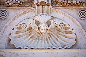 detail at the Basilica della Santa Casa in Italy Marche