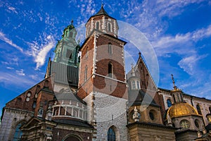 Detail of Basilica of St. Stanislaw and Vaclav or Wawel Cathedral in Krakow, Poland