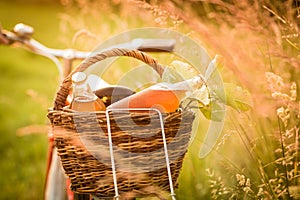 Detail of the basket with fresh food