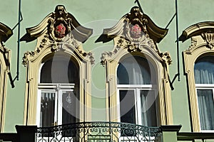 Detail Beautiful city secessionist style Architecture, Prague