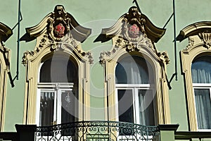 Detail Beautiful city secessionist style Architecture, Prague photo