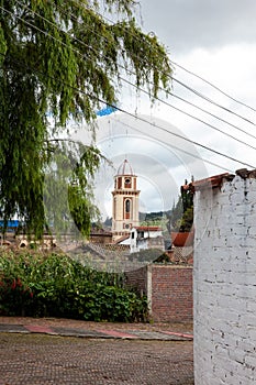 Detail of the beautiful colonial architecture of the streets of the colonial small town of Iza located in the Boyaca department in