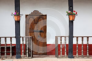 Detail of the beautiful colonial architecture of the streets of the colonial small town of Iza located in the Boyaca department in