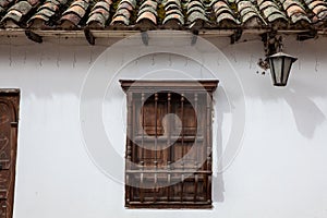 Detail of the beautiful colonial architecture of the streets of the colonial small town of Iza located in the Boyaca department in