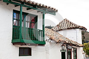 Detail of the beautiful colonial architecture of the streets of the colonial small town of Iza located in the Boyaca department in