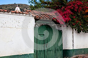 Detail of the beautiful colonial architecture of the streets of the colonial small town of Iza located in the Boyaca department in