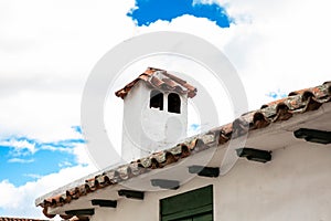 Detail of the beautiful colonial architecture of the streets of the colonial small town of Iza located in the Boyaca department in