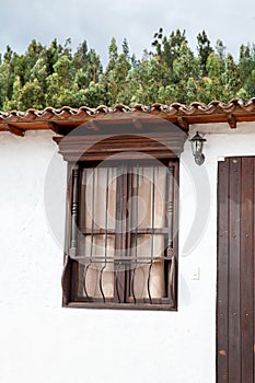 Detail of the beautiful colonial architecture of the streets of the colonial small town of Iza located in the Boyaca department in