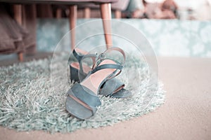 Detail on beautiful shoes, wedding day