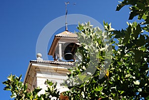 Detail of the bell tower of the Church of BoÃÂ±ar, LeÃÂ³n Spain photo