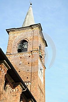 Detail of the bell tower of the medieval church of Castiglione O