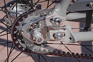 Detail of belt drive on a bicycle