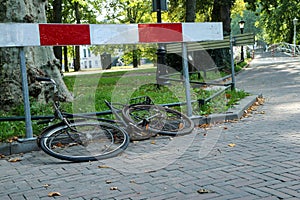 The detail of the bicycle wreck
