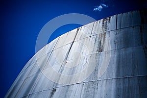 Detail of a Big Abandoned Oil Refinery Gas Tank