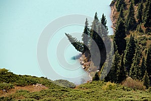Detail of Big Almaty Lake inTien Shan Mountains