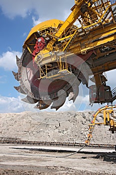 Detail of big excavator in coal mine