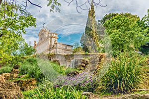 Detail of the Big Fountain seen from Botanical Garden in Rome