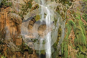 Detail of Big Waterfall on Plitvicka Jezera in Croatia photo