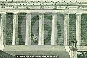 Detail of the bill of five dollars