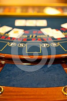 Detail of a blacjack table