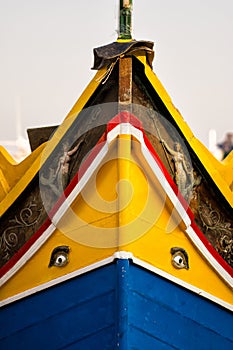 Detail of the bow of the typical Maltese boats, luzzi, with the traditional eyes
