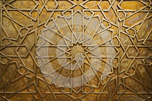 Detail of the brass door at the royal palace in Fez, Morocco. I