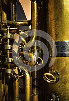 Detail of a brass musical instrument