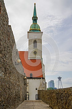 Detail of Bratislava city with St. Martin\'s Cathedral, Bratislava, Slovakia
