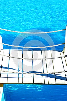 Detail of bridge on a swimming pool