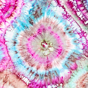 Detail of bright ornament in tie-dye batik