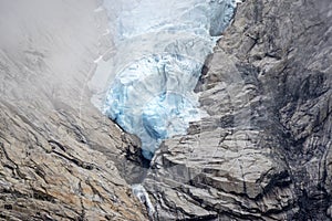 Detail of the Briksdalsbreen in the valley of Oldedalen, Norway