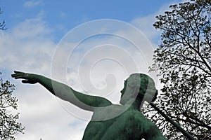 Bronze statue of female javelin thrower photo