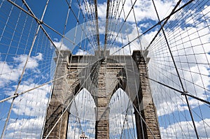 Detail of the Brooklyn Bridge in New York City