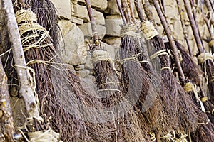 Detail of brooms for witches at halloween
