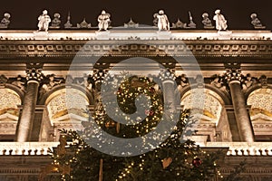Detail of Budapest Opera at christmastime
