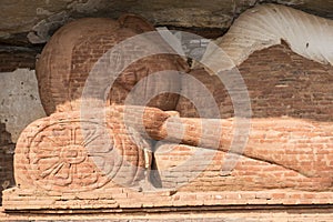 Detail of Buddha lying. Sigiriya, Sri Lanka