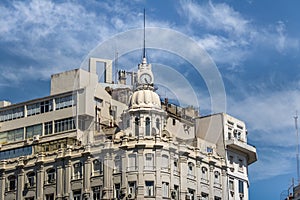 Detail of Building Clock at 9 de julio Avenue - Buenos Aires, Argentina