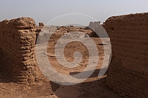 Detail of a building at the Gaochang ruins near the city of Turpan, Xinjiang