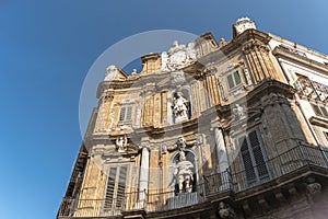 Detail of a building in Piazza quattro Canti in Palermo