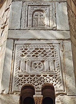 Detail of Byzantine Stonework, Little Metropolis Church, Athens, Greece