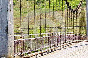 Detail of cable-stayed bridge over river