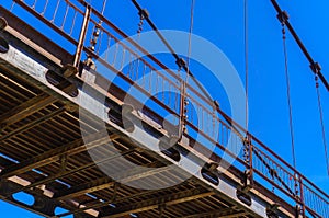 Detail of cable-stayed bridge over river Katun in Altai