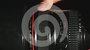 Detail of camera lens setup