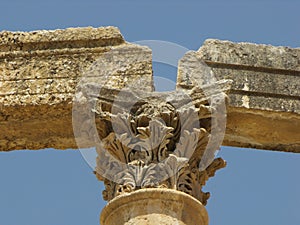 Detail of the capital of a column in the Roman city of Jerash, Jordan