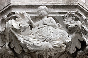 Detail of a capital of Ducal Palace in Venice