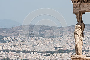 Detail of Caryatid from Temple of Erechtheion, Acropolis of Athens, Greece