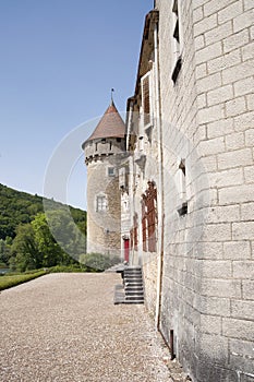 Detail of the Castle Kleron (fr.ChÃ¢teau de ClÃ©ron). Region Franche-Comte, France.