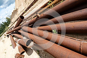 Detail of caterpillar track in construction site