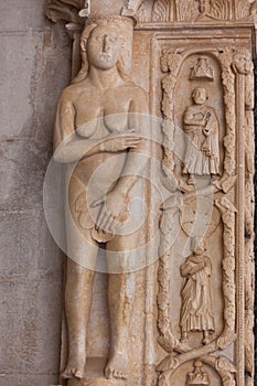 Detail of the Cathedral of St. Lawrence in Trogir, Croatia