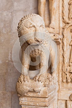 Detail of the Cathedral of St. Lawrence in Trogir, Croatia